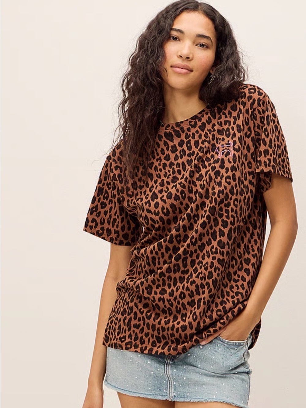 PINK by Victoria Secret Leopard Print Campus Tee XXL NWT